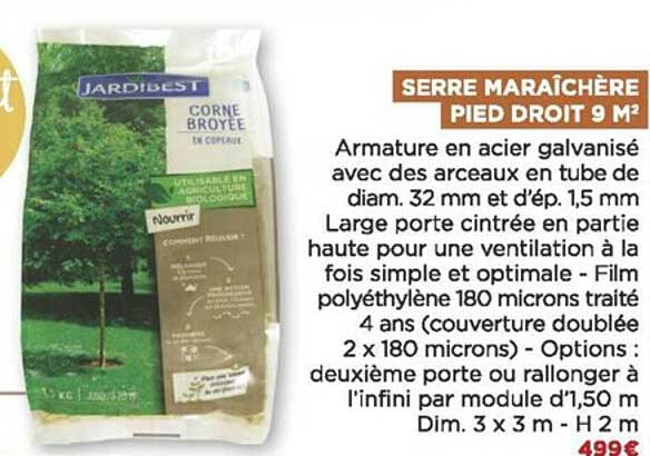 serre maraîchère pied droit 9 m² jardibest