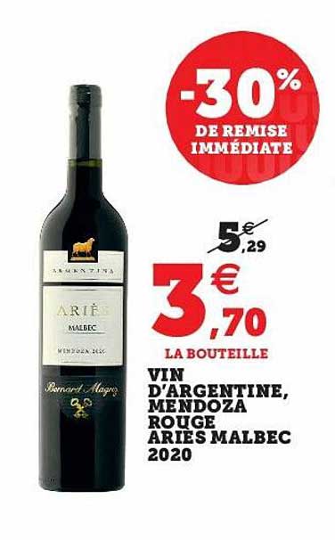 vin d'argentine, mendoza rouge ariès malbec 2020