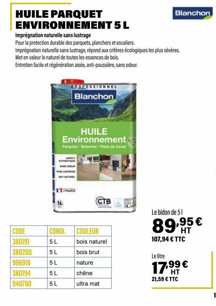 huile parquet environnement 5l blanchon