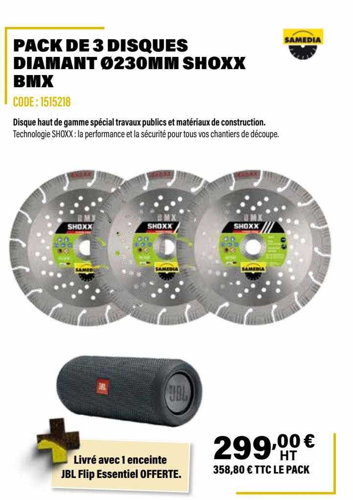 pack de 3 disques diamant ø 230 mm shoxx bmx samedia