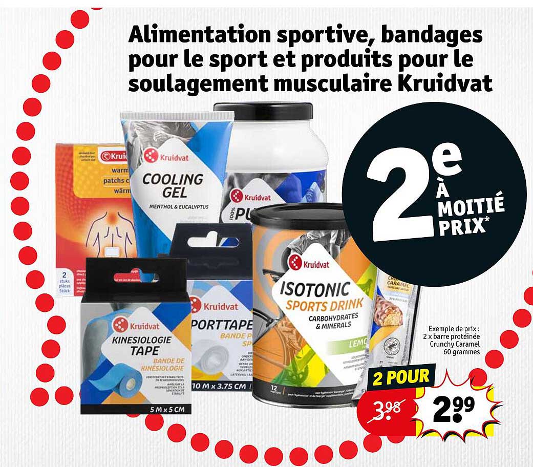 alimentation sportive, bandages pour le sport et produits pour le soulagement musculaire kruidvat
