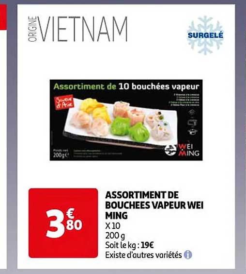 assortiment de bouchées vapeur wei ming