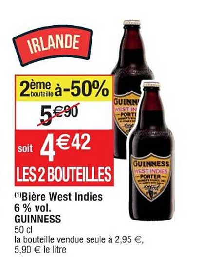 bière west indies 6% vol. guinness