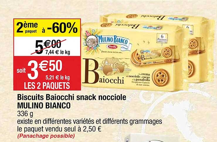 biscuits baiocchi snack nocciole mulino bianco