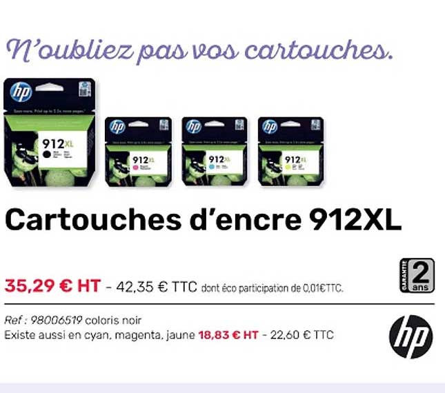cartouches d'encre 912xl hp