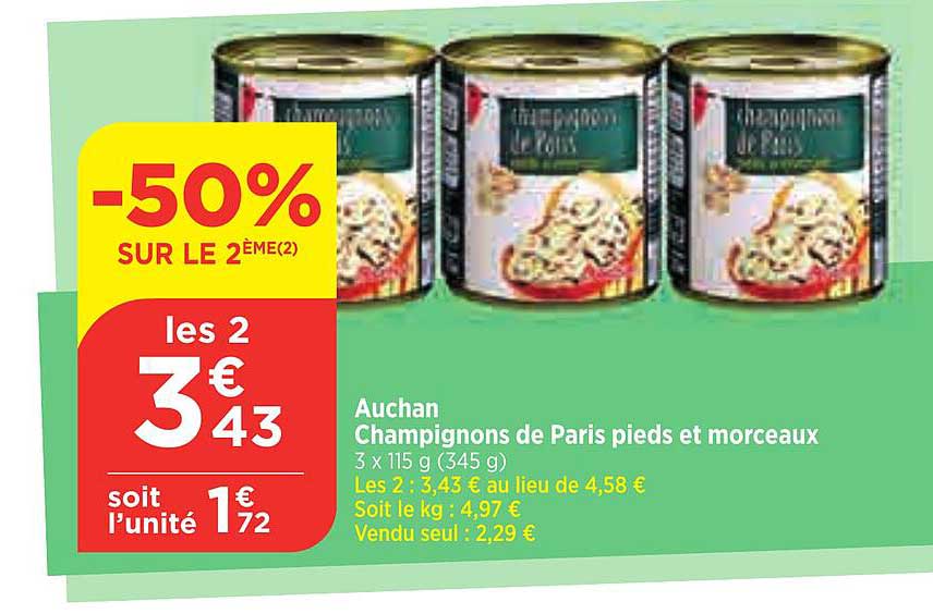 Champignons De Paris Pieds Et Morceaux Auchan