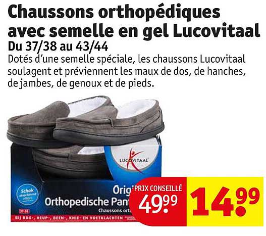 chaussons orthopédiques avec semelle en gel lucovitaal