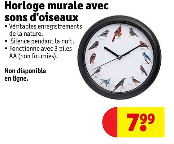 horloge murale avec sons d'oiseaux