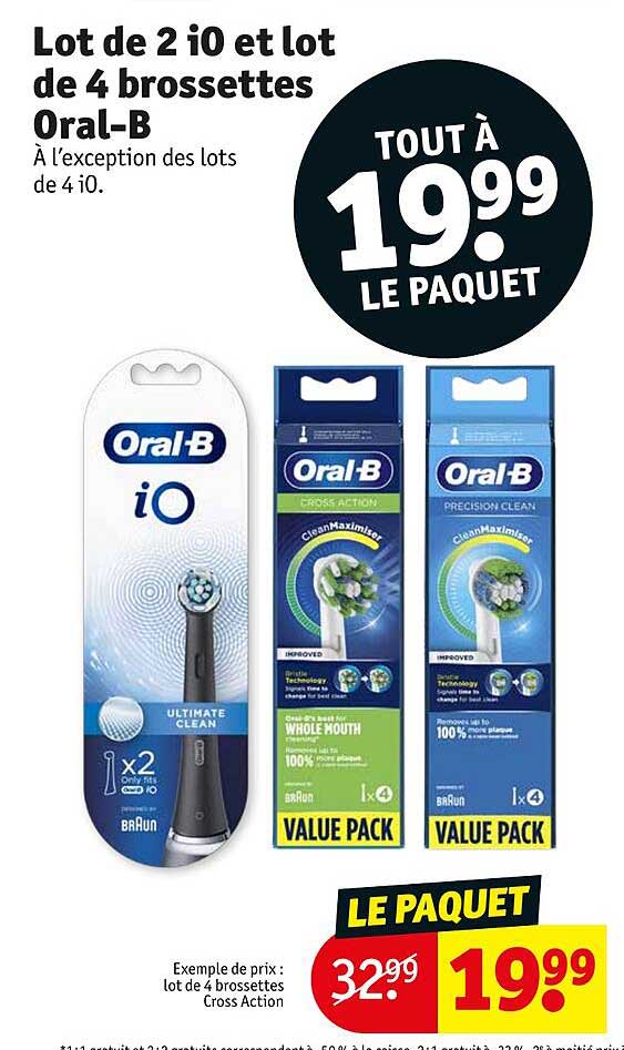 lot de 2 io et lot de 4 brossettes oral-b