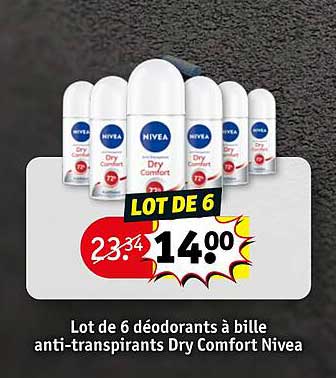 Lot De 6 Déodorants à Bille Anti-transpirants Dry Comfort Nivea