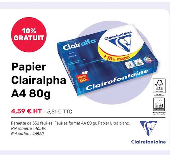 papier clairalpha a4 80g