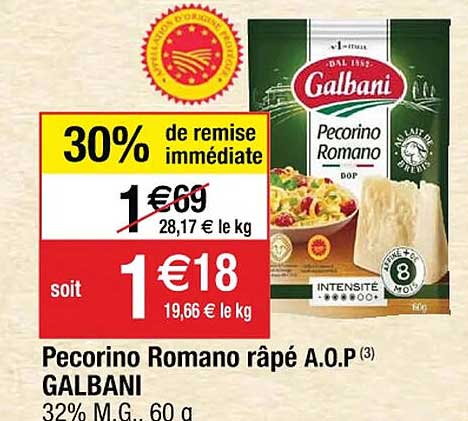 pecorino romano râpé a.o.p. galbani