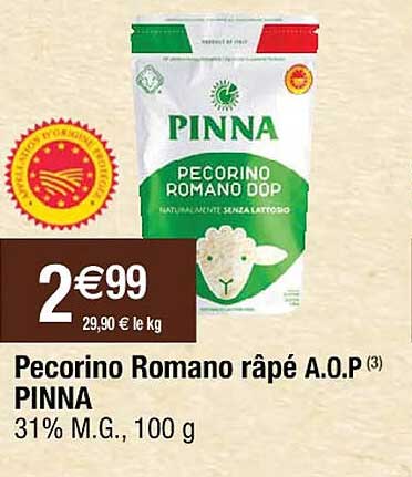pecorino romano râpé a.o.p. pinna
