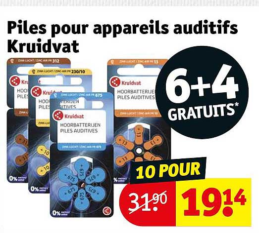 piles pour appareils auditifs kruidvat
