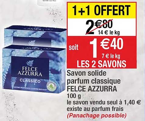 savon solide parfum classique felce azzurra