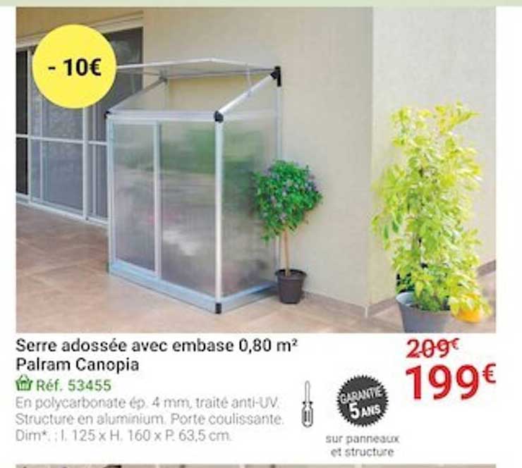 serre adossée avec embase 0,80 m² palram canopia