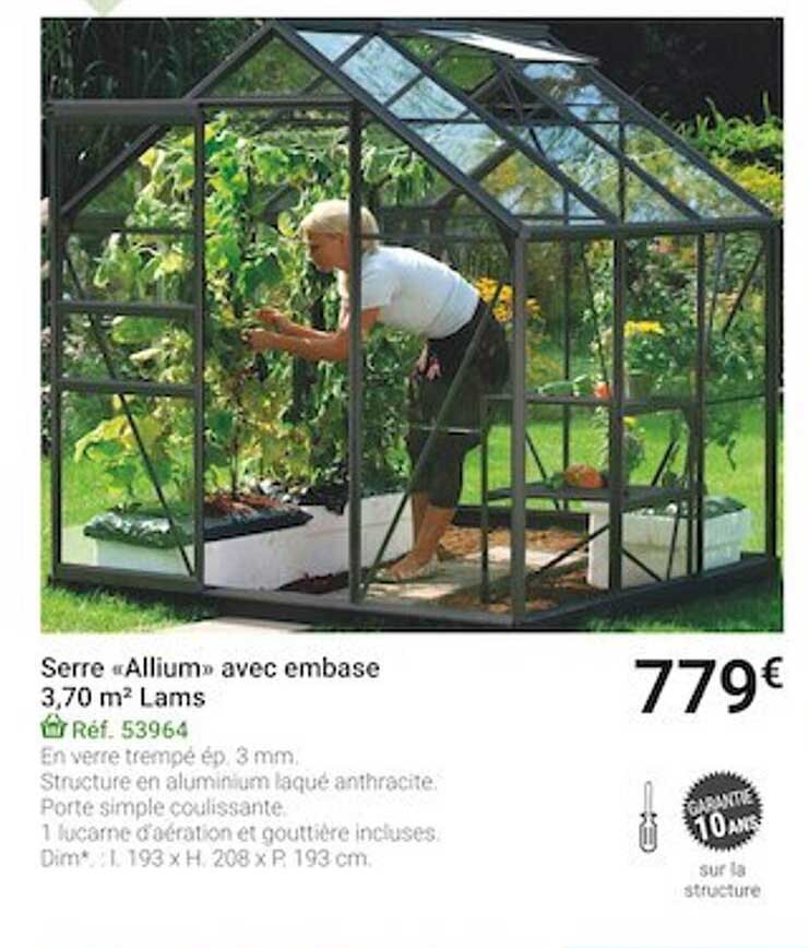 serre «allium» avec embase 3,70 m² lams