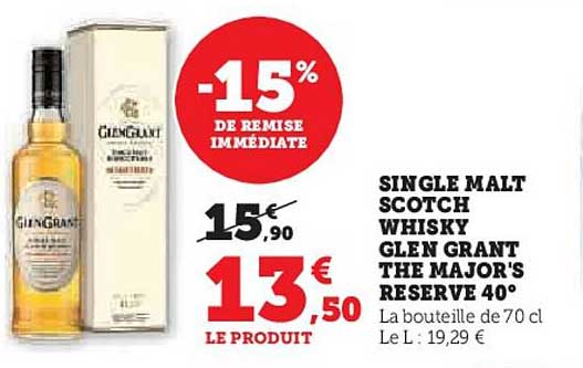 single malt scotch whisky glen grant the major's reserve 40°
