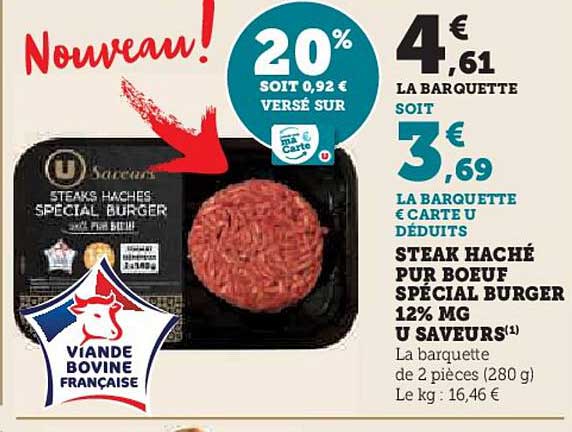 Steak Haché Pur Bœuf Spécial Burger 12% Mg