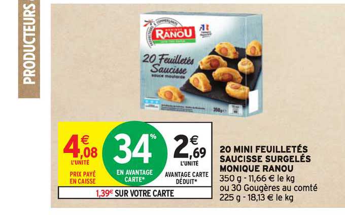 20 mini feuilletés saucisse surgelés monique ranou