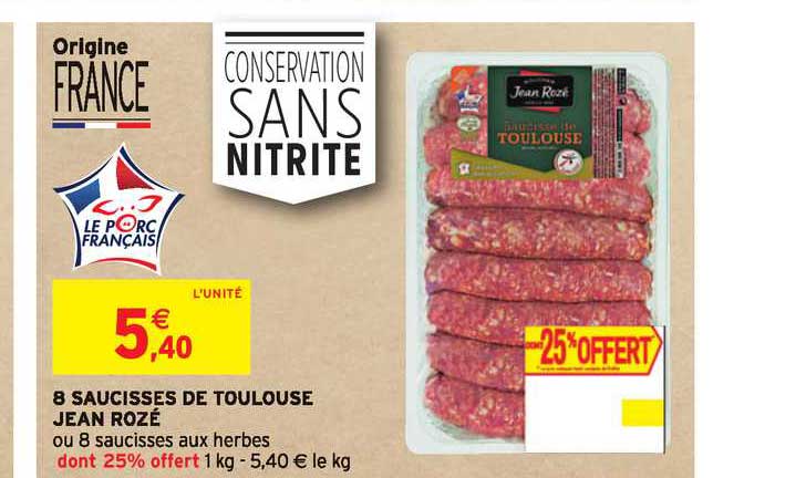 8 saucisses de toulouse jean rozé