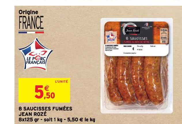 8 saucisses fumée jean rozé