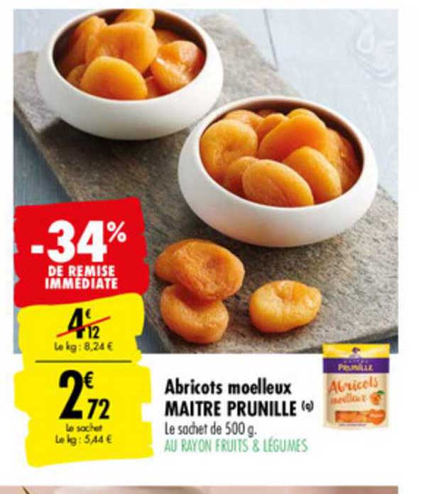 abricots moelleux maître prunille -34% de remise immédiate