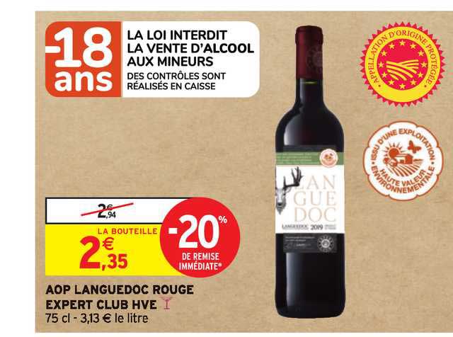 aop langeudoc rouge expert club hve -20% remise immédiate