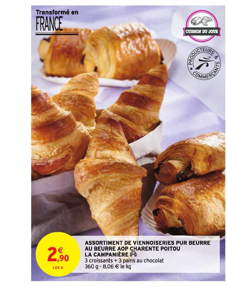 assortiment de viennoiseries pur beurre au beurre aop charente poitou la campanière