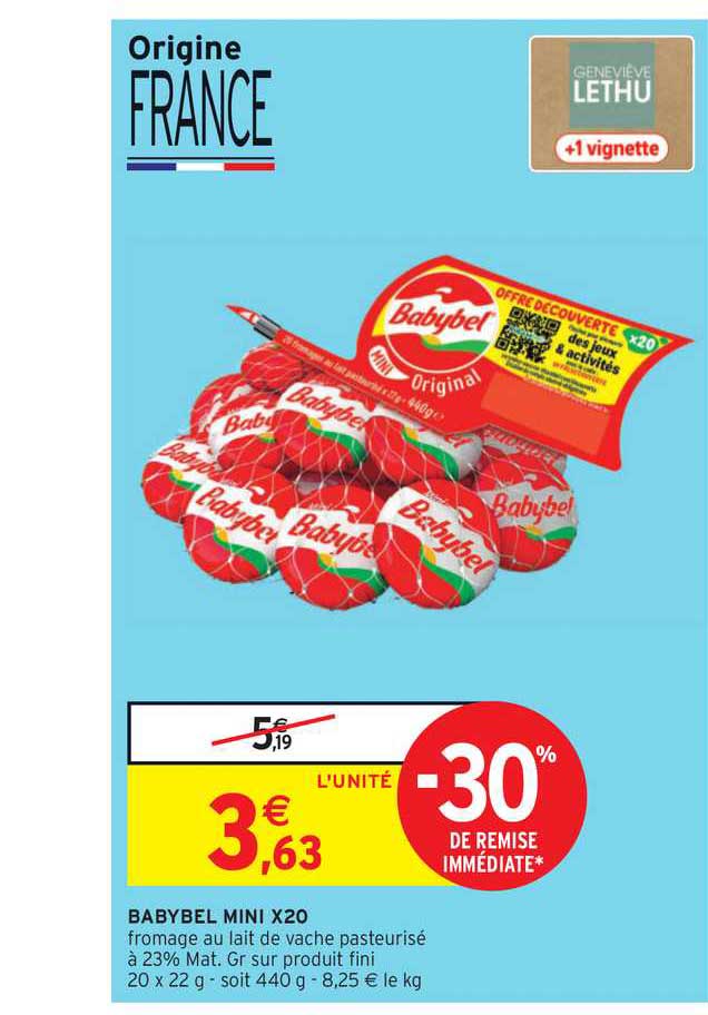 babybel mini x20 -30% remise immédiate