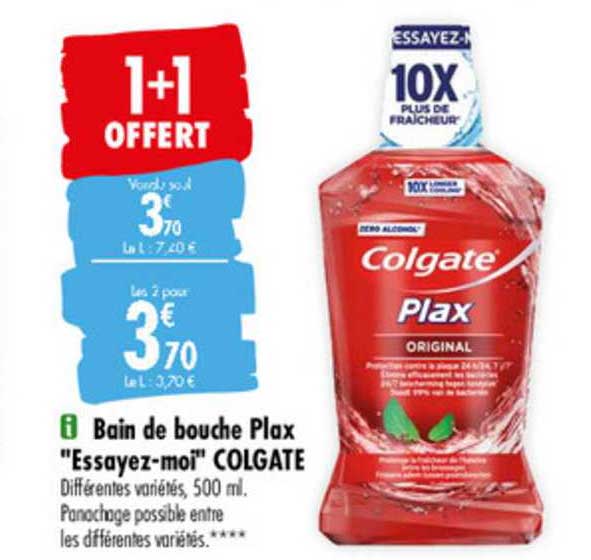 Bain De Bouche Plax "essayez Moi" Colgate 1+1 Offert