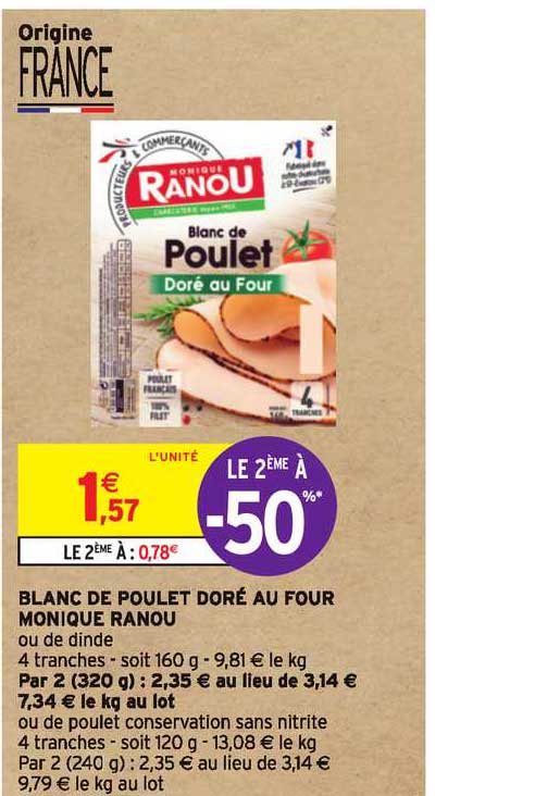 balnc de poulet doré au four monique ranou le 2ème à -50%
