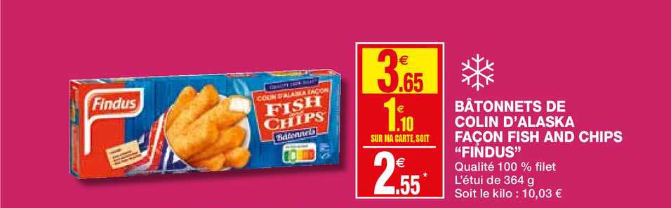 bâtonnets de colin d'alaska façon fish and chips findus