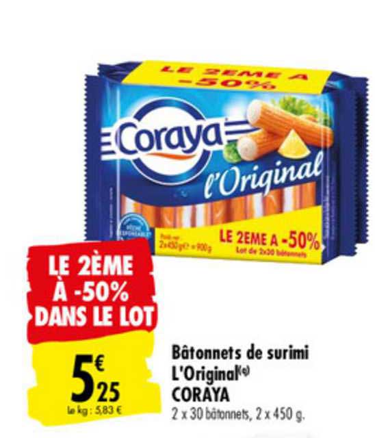 bâtonnets de surimi l'original coraya le 2ème à -50% dans le lot