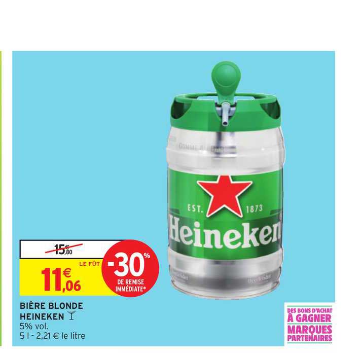 Bière Blonde Heineken -30% Remise Immédiate