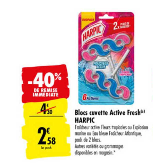 blocs cuvette active fresh harpic -40% de remise immédiate