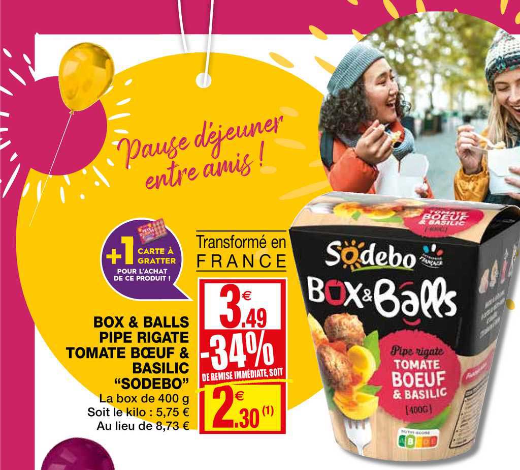 Box & Balls Pipe Rigate Tomate Bœuf & Basilic Sodebo -34% Remise Immédiate