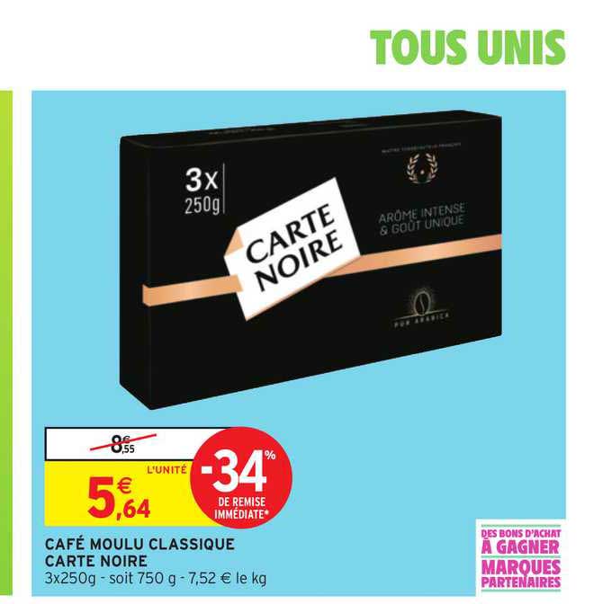 Café Moulu Classique Carte Noire -34% Remise Immédiate