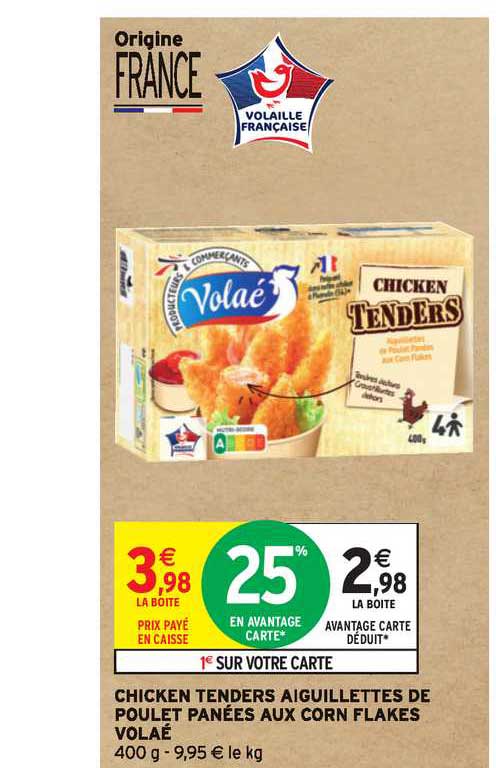 chicken tenders aiguillettes de poulet panées aux corn flakes volaé