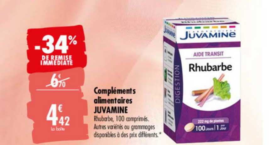 compléments alimentaires juvamine rhubarbe -34% de remise immédiate