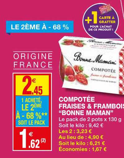 compotée fraises & framboises bonne maman le 2ème à -68%