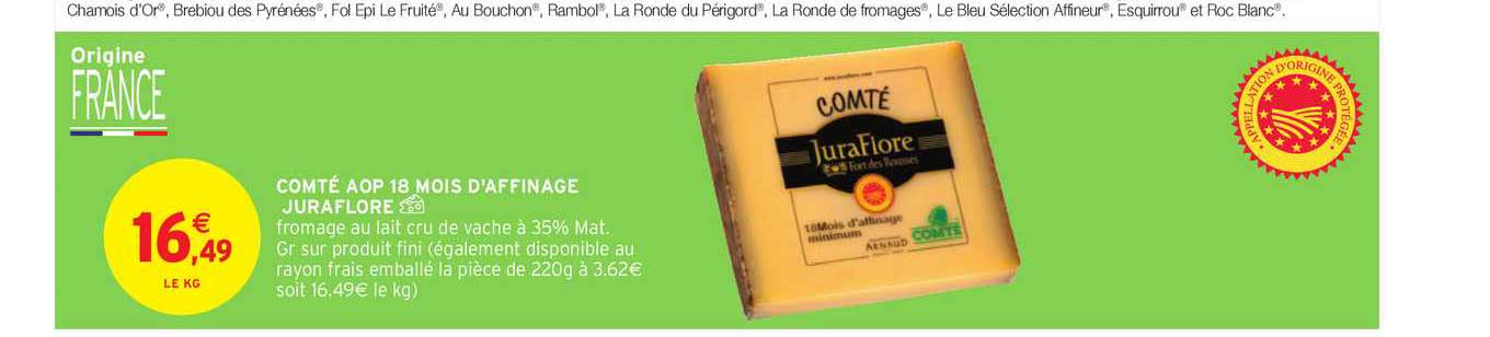 comté aop 18 mois d'affinage jura flore