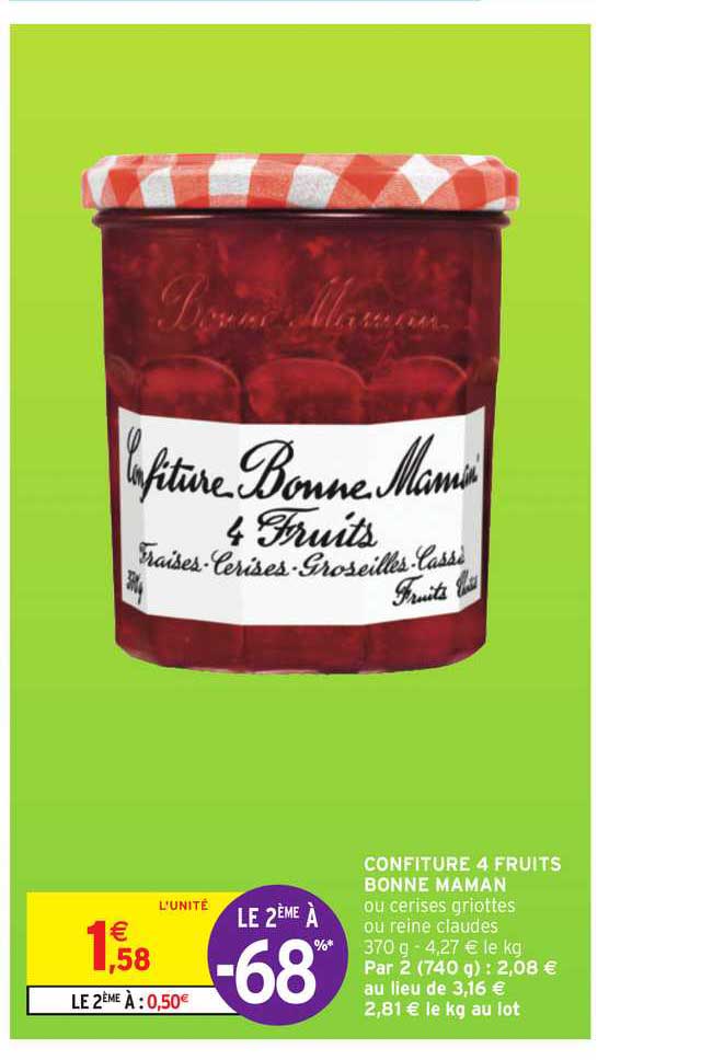 confiture 4 fruits bonne maman le 2ème à -68%