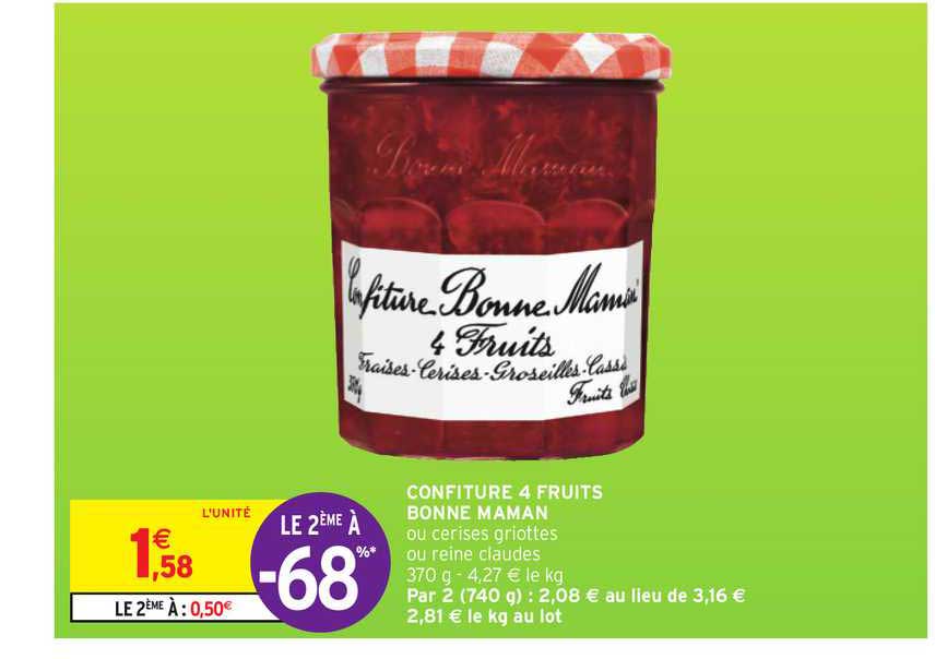 confiture 4 fruits bonne maman le 2ème à -68%