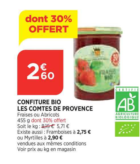 Confiture Bio Les Comtes De Provence