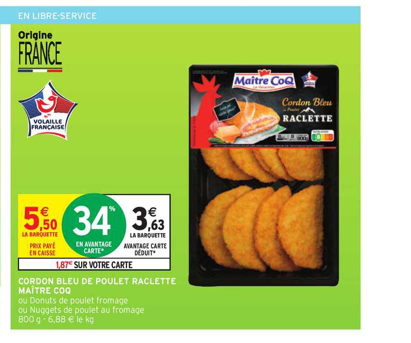 cordon bleu de poulet raclette maître coq