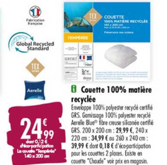 couette 100% matière recyclée