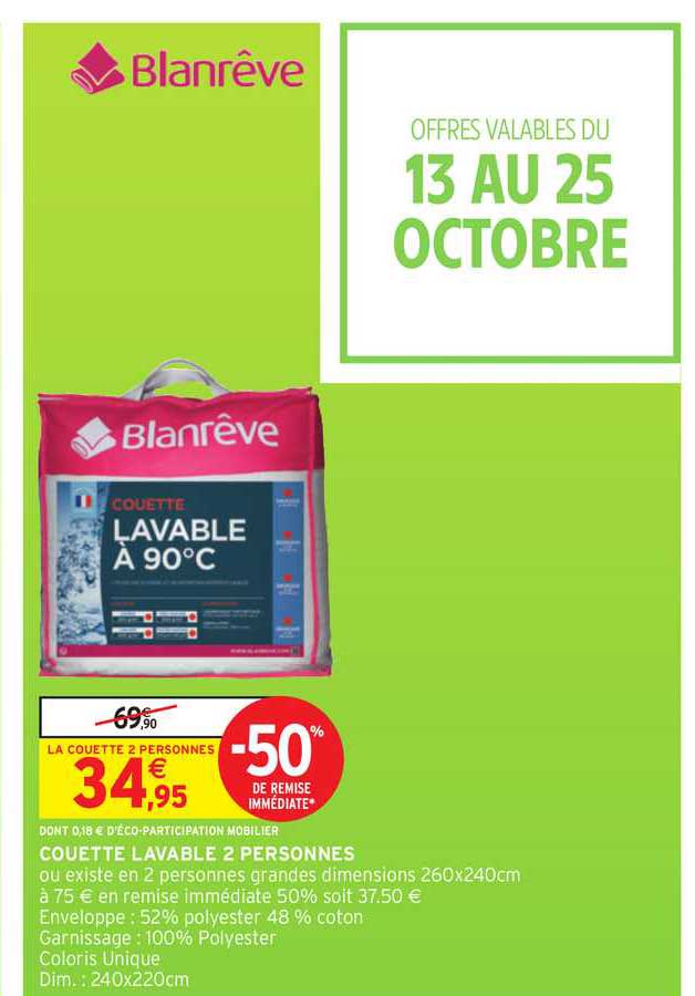 couette lavable 2 personne -50% de remise immédiate blanrêve