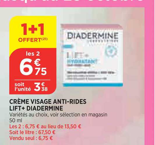 crème visage anti rides lift+ diadermine 1+1 offert
