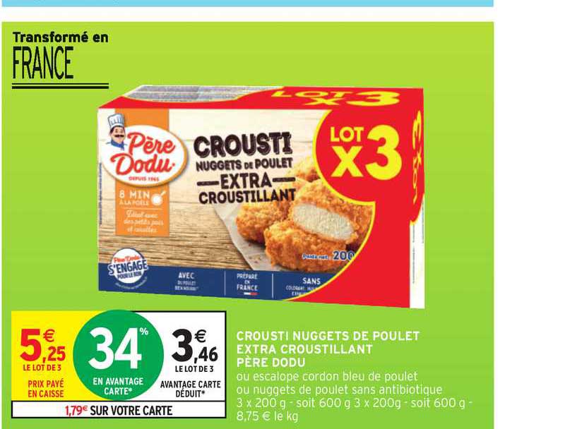 crousti nuggets de poulet extra croustillant père dodu
